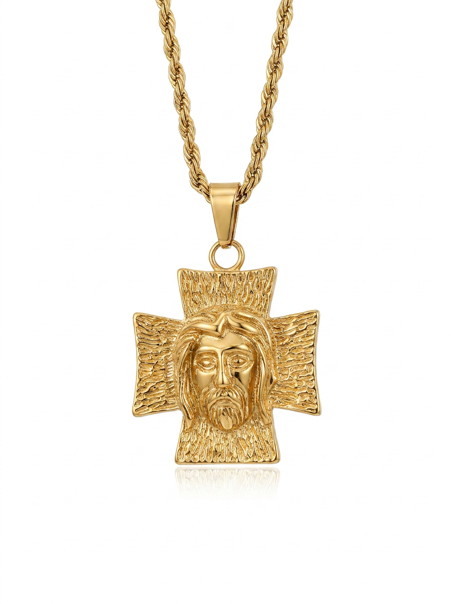 Jesus Face Cross Pendant