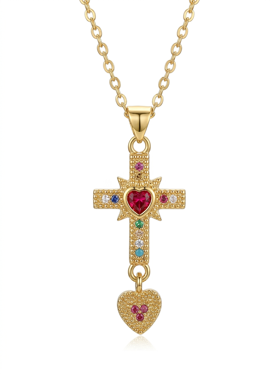 Heart Cross Pendant Necklace