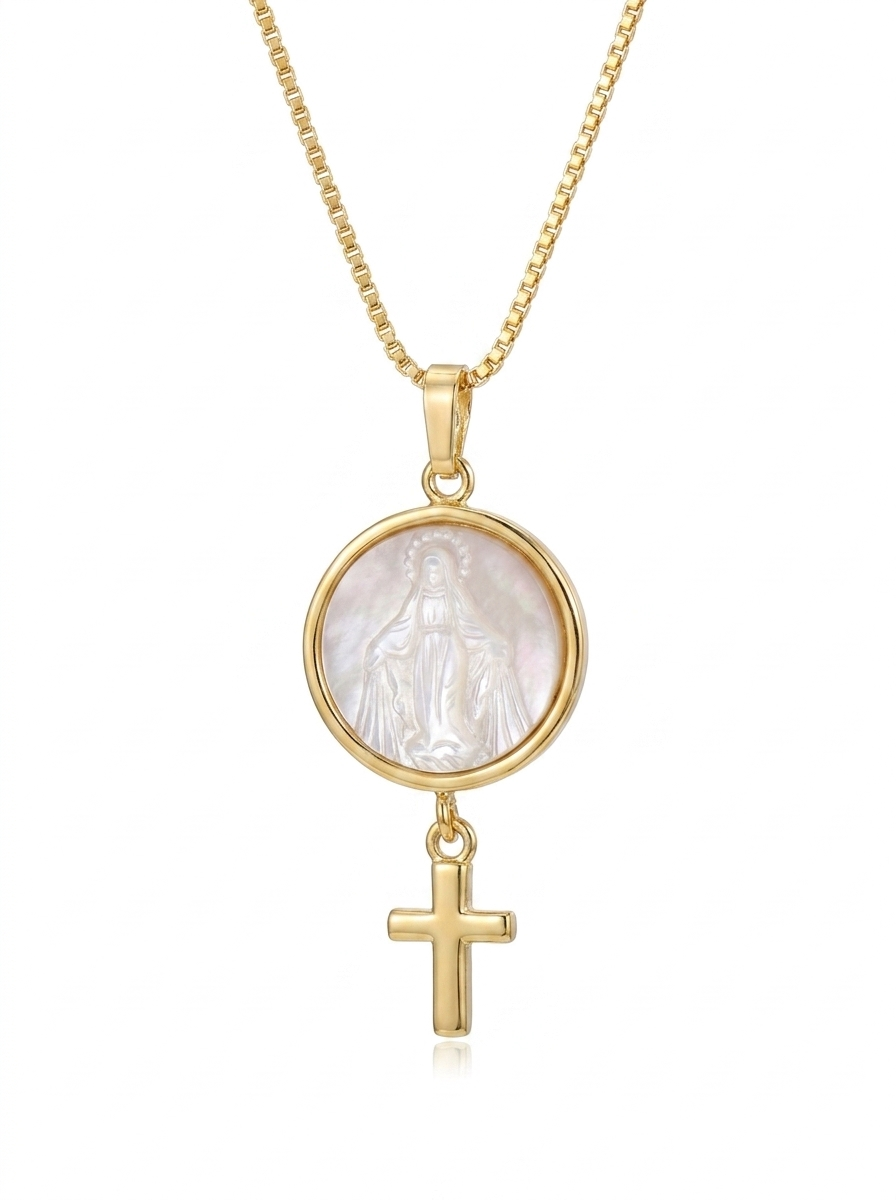 Virgin Mary & Cross Necklace