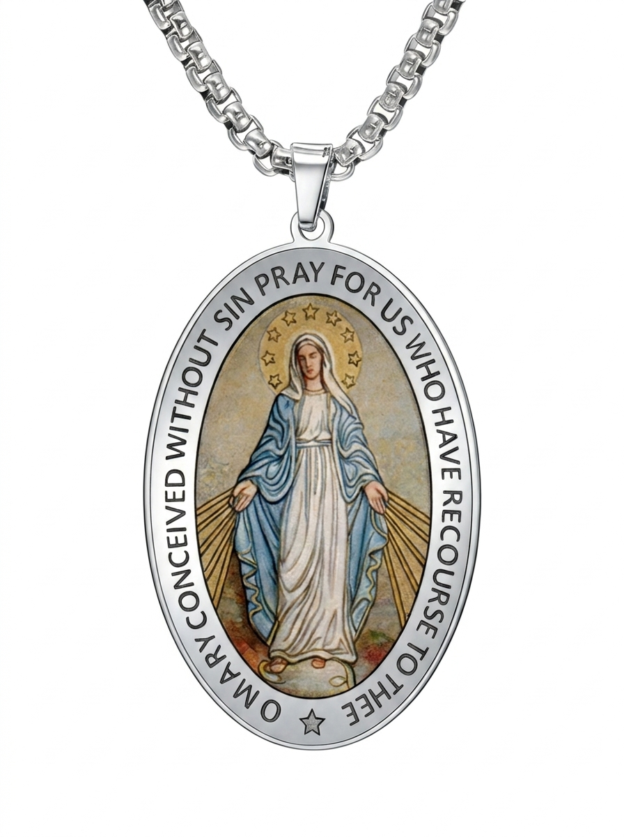 Virgin Mary Medal Pendant Necklace
