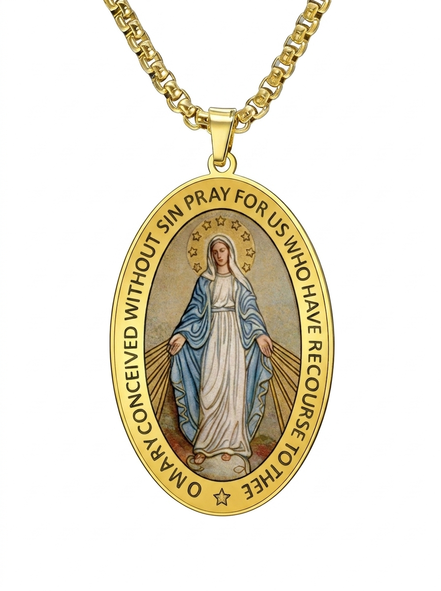 Virgin Mary Medal Pendant Necklace