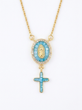 Mosaic Virgin Mary Pendant Necklace