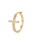 Sparkling Cross Hoop Earrings