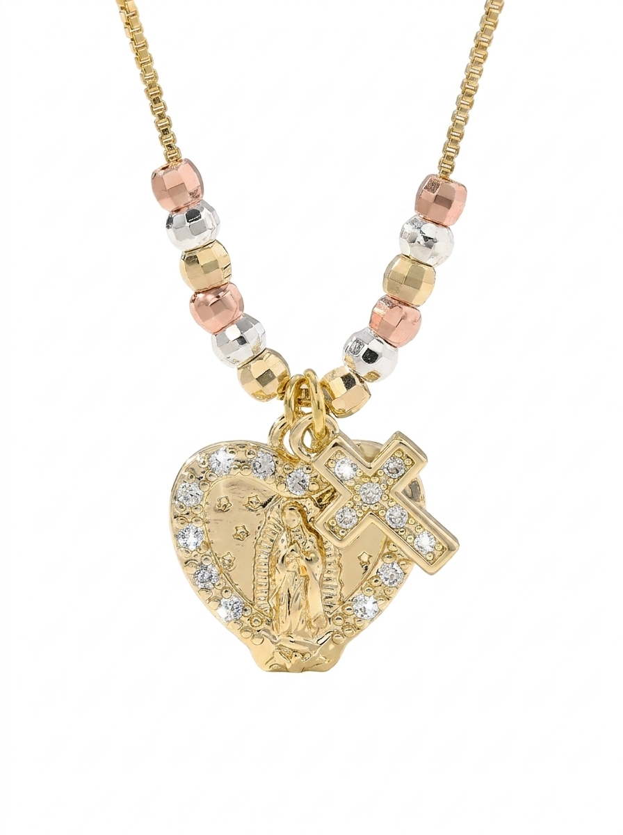 Virgin Mary Pendant Cross Necklace