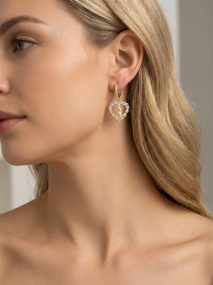 Virgin Mary Drop Earrings
