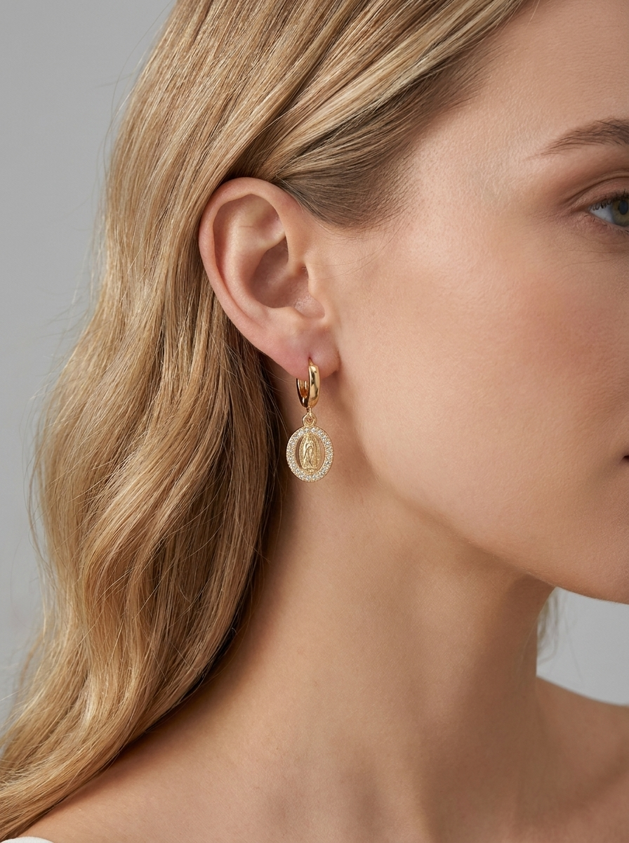 Virgin Mary Drop Earrings