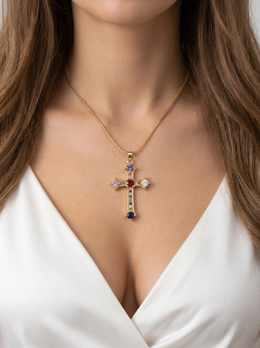 Crystal Cross Pendant Necklace