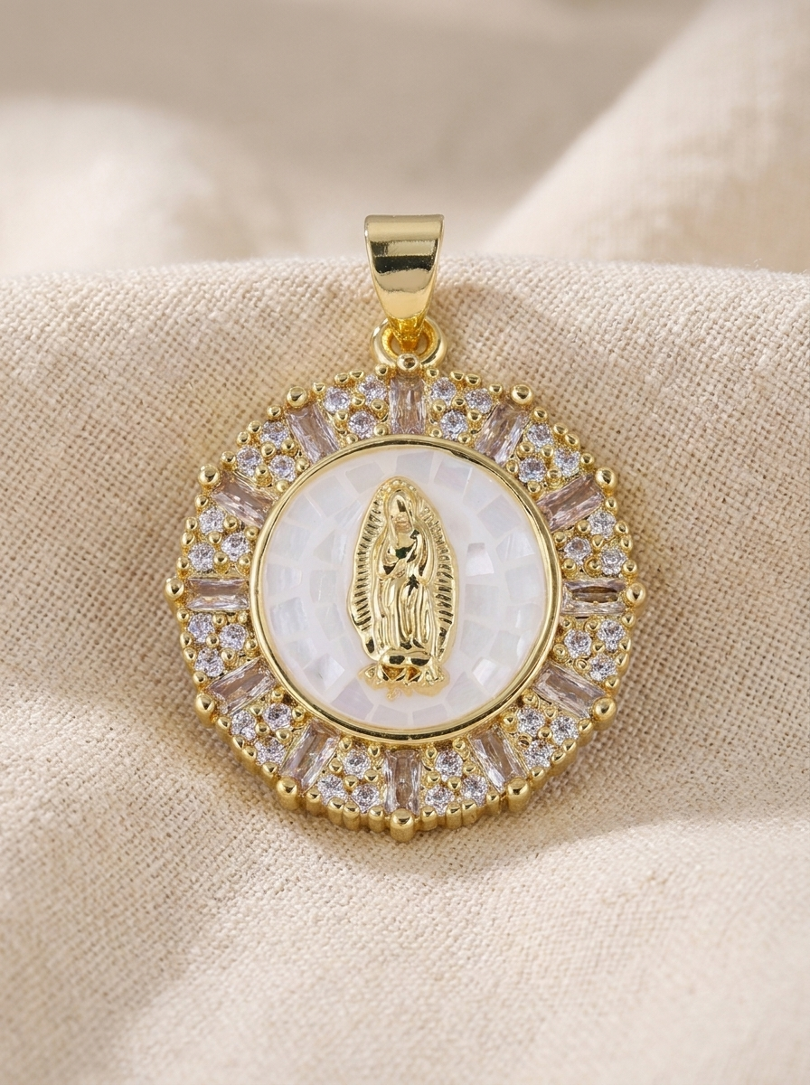 Mother Mary Pearl Charm