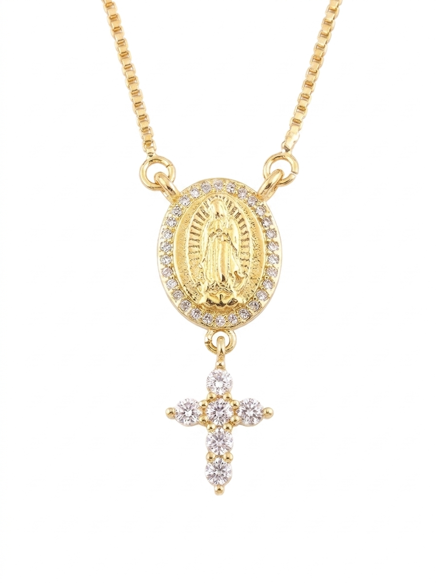 Madonna Cross Pendant Necklace
